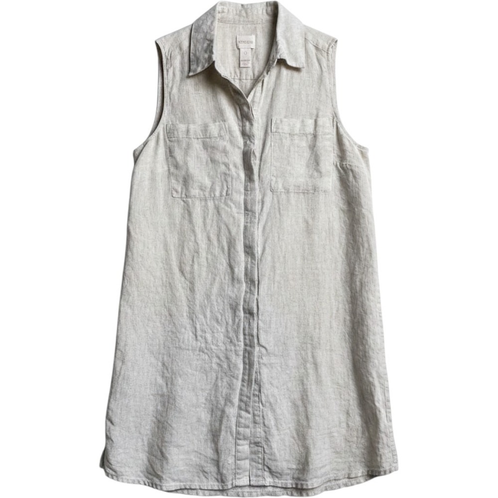 Womens Linen Button Down Top Tunic Beige Cruise Summer Beach Breathable Travel 0